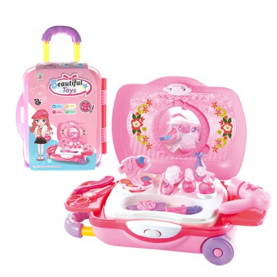 New product makeup draw-bar box , pretend play for baby girl, beauty Trolley Case Children's toy 24pcs for a set